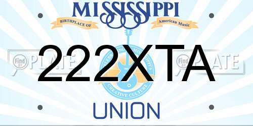 222XTA Mississippi License Plate