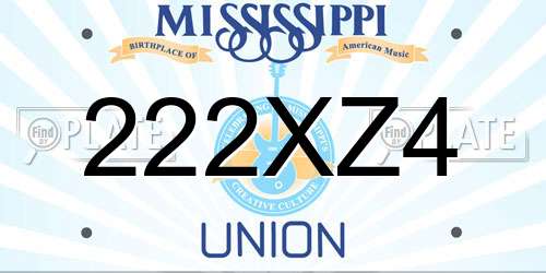 222XZ4 Mississippi License Plate