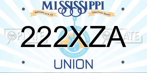 222XZA Mississippi License Plate
