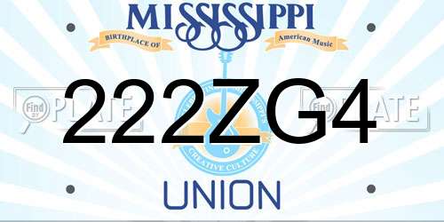 222ZG4 Mississippi License Plate