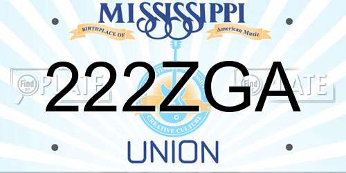 222ZGA Mississippi License Plate