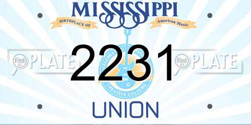 2231 Mississippi License Plate