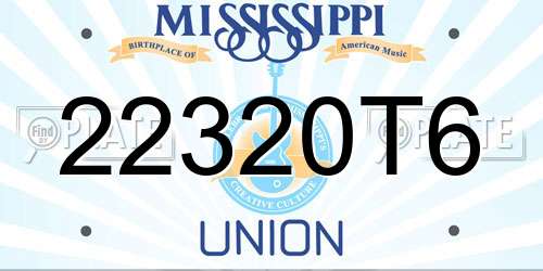 22320T6 Mississippi License Plate