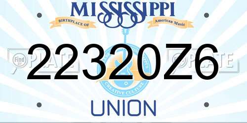 22320Z6 Mississippi License Plate