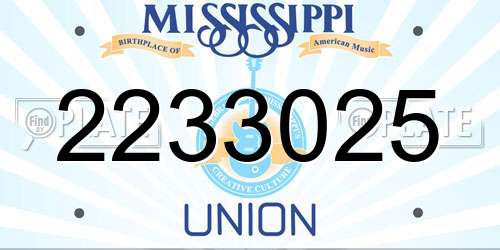 2233025 Mississippi License Plate