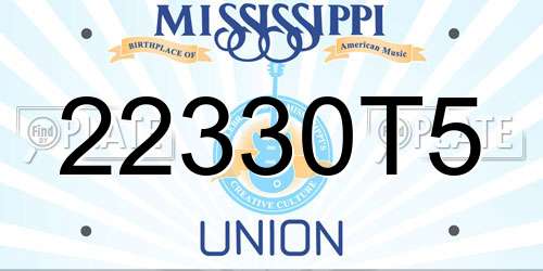 22330T5 Mississippi License Plate