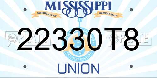 22330T8 Mississippi License Plate