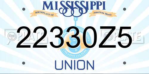 22330Z5 Mississippi License Plate
