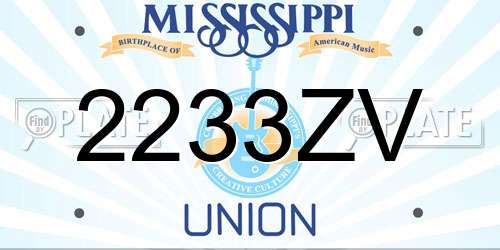 2233ZV Mississippi License Plate