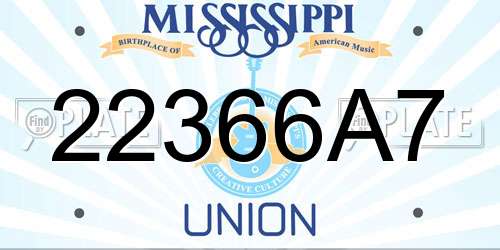 22366A7 Mississippi License Plate