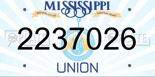 2237026 Mississippi License Plate