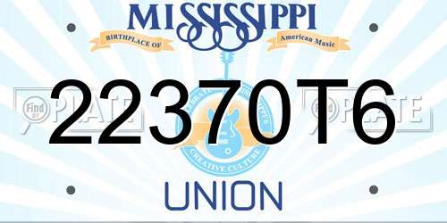 22370T6 Mississippi License Plate
