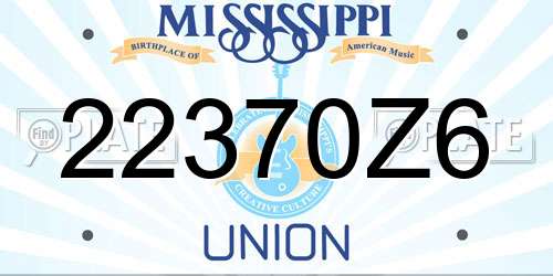 22370Z6 Mississippi License Plate