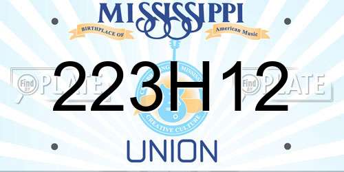 223H12 Mississippi License Plate