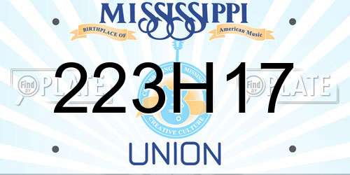 223H17 Mississippi License Plate