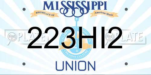 223HI2 Mississippi License Plate
