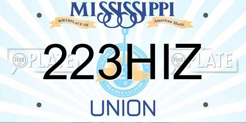 223HIZ Mississippi License Plate
