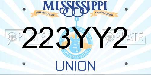 223YY2 Mississippi License Plate