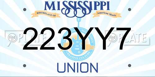223YY7 Mississippi License Plate
