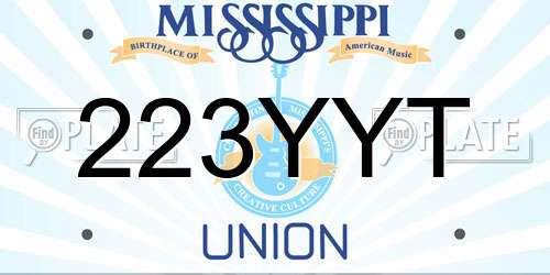 223YYT Mississippi License Plate