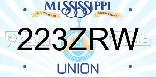223ZRW Mississippi License Plate