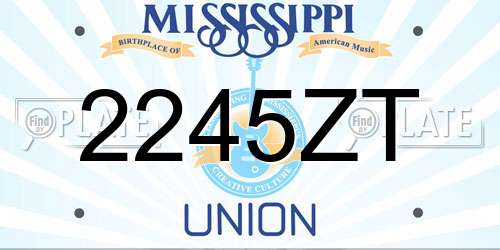 2245ZT Mississippi License Plate