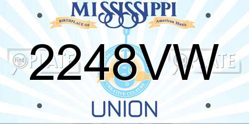 2248VW Mississippi License Plate