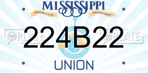 224B22 Mississippi License Plate