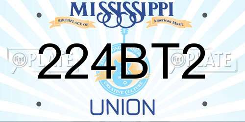 224BT2 Mississippi License Plate