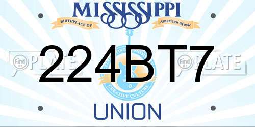 224BT7 Mississippi License Plate