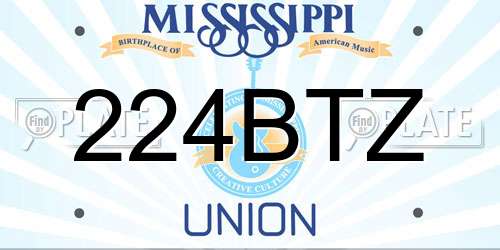 224BTZ Mississippi License Plate