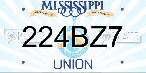 224BZ7 Mississippi License Plate