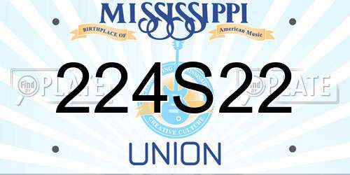 224S22 Mississippi License Plate