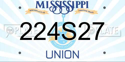 224S27 Mississippi License Plate