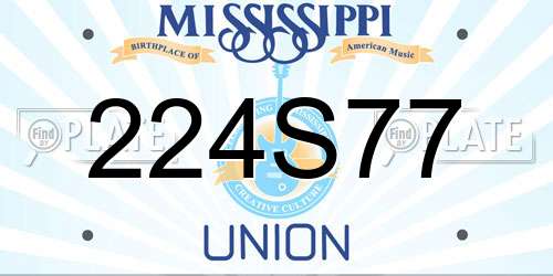 224S77 Mississippi License Plate