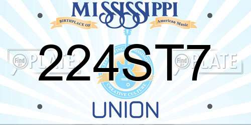 224ST7 Mississippi License Plate