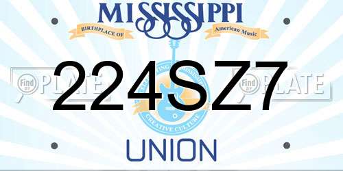 224SZ7 Mississippi License Plate