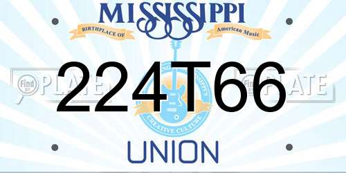224T66 Mississippi License Plate