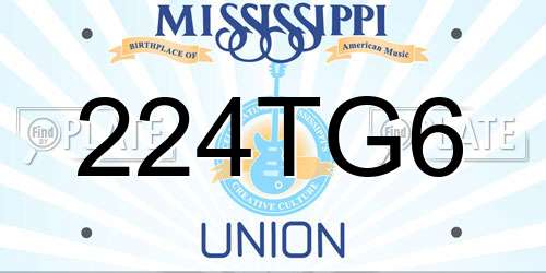 224TG6 Mississippi License Plate