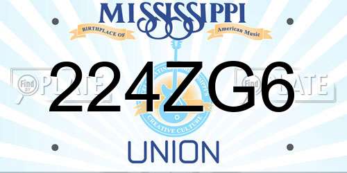 224ZG6 Mississippi License Plate