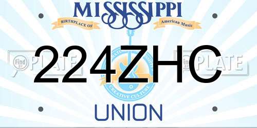 224ZHC Mississippi License Plate
