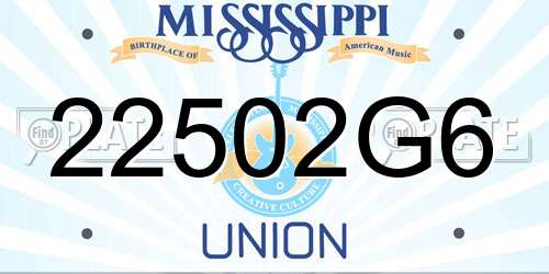 22502G6 Mississippi License Plate