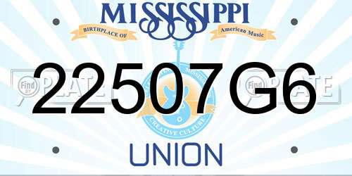22507G6 Mississippi License Plate