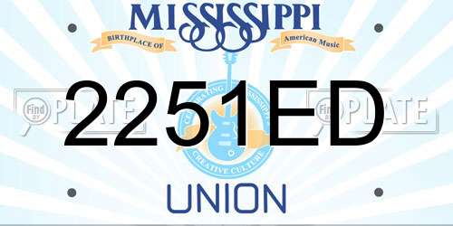 2251ED Mississippi License Plate