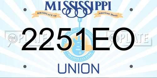 2251EO Mississippi License Plate