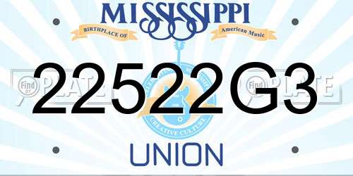 22522G3 Mississippi License Plate