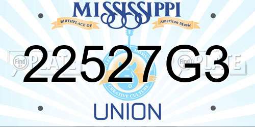 22527G3 Mississippi License Plate