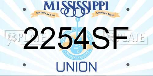 2254SF Mississippi License Plate