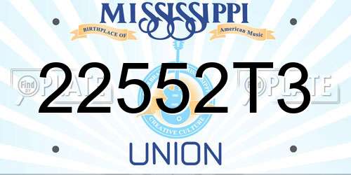 22552T3 Mississippi License Plate