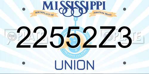 22552Z3 Mississippi License Plate